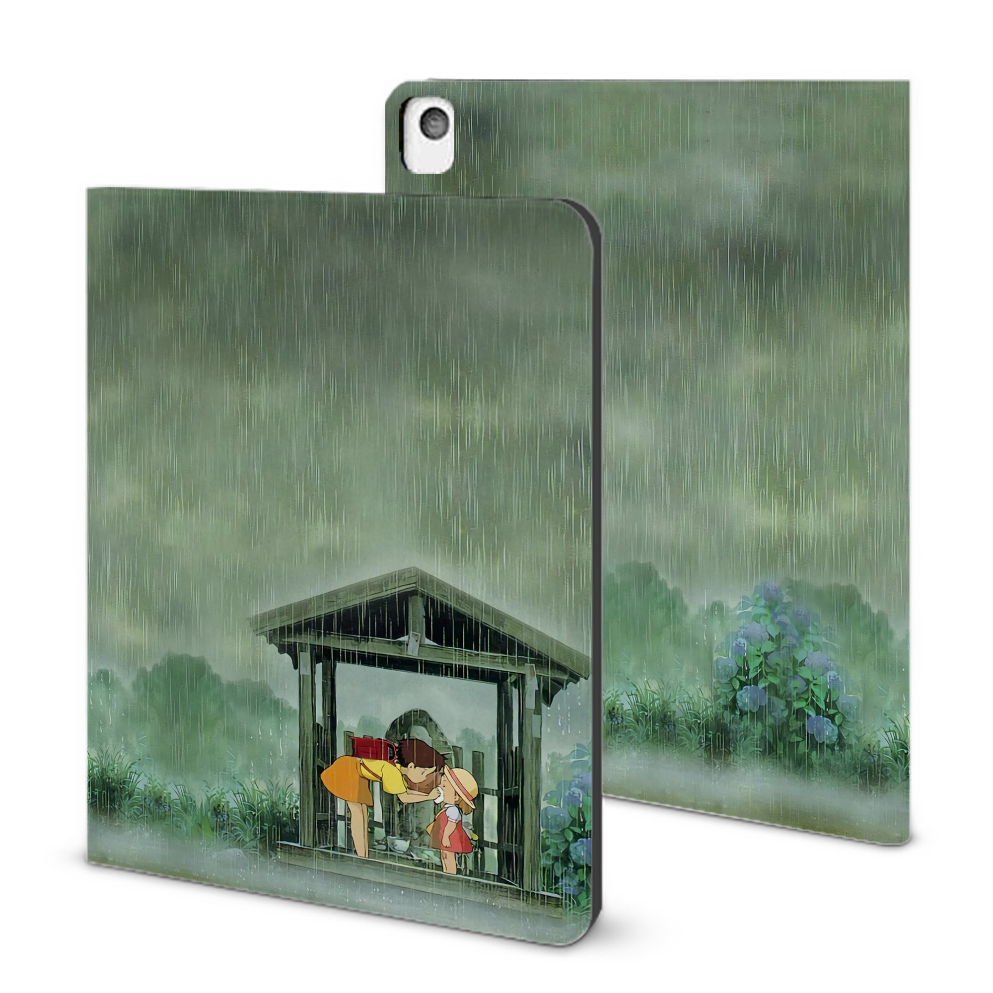 （画像用） となりのトトロ 草壁メイ 草壁サツキ My Neighbor Totoro Satsuki Kusakabe Mei Kusakabe IPadケース ペンホルダー付き ブックスタイルデザイン